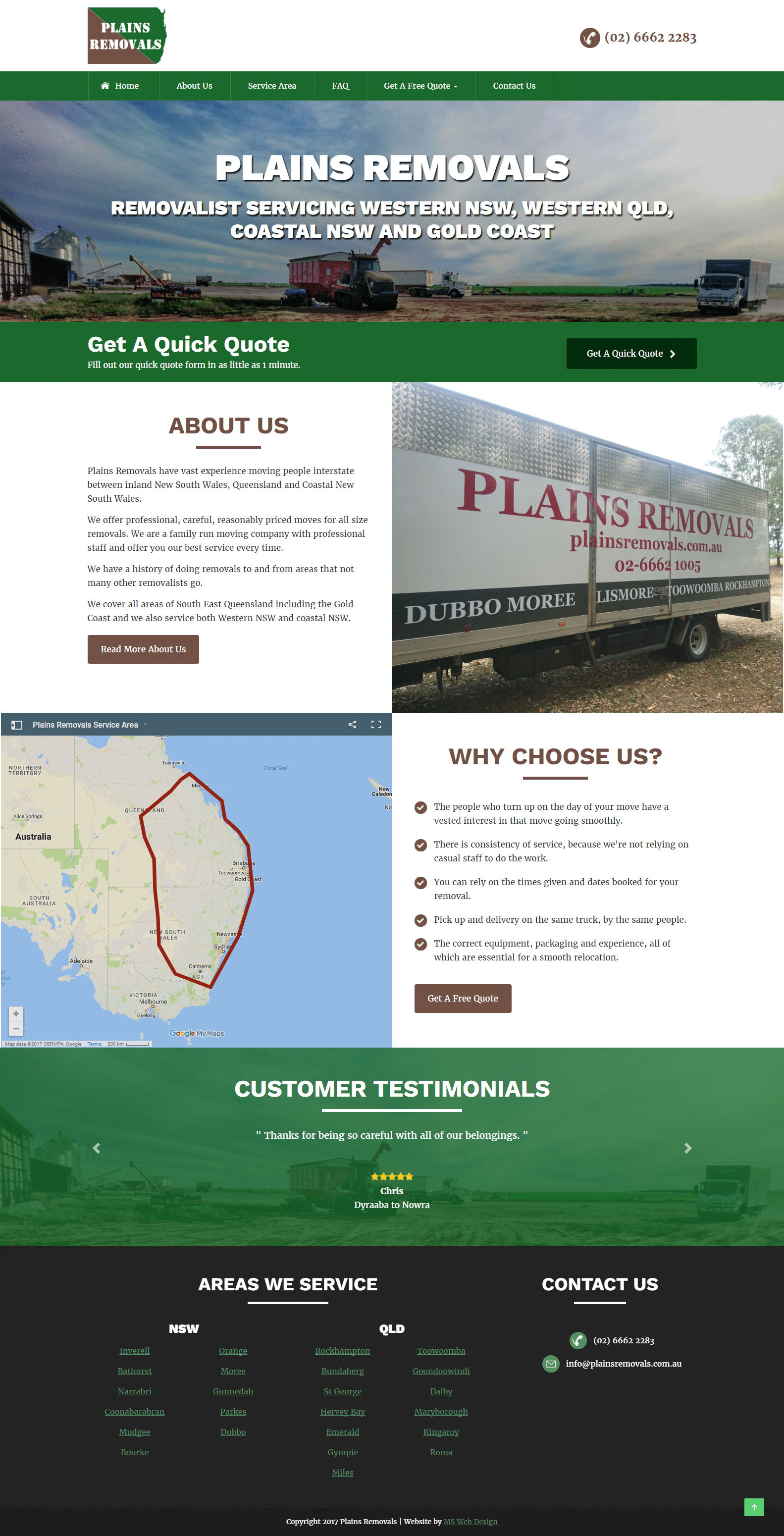 Plains Removals homepage .