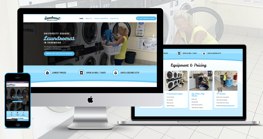 Uni Square Laundromat Small Business Web Design Example by Michael Sherry