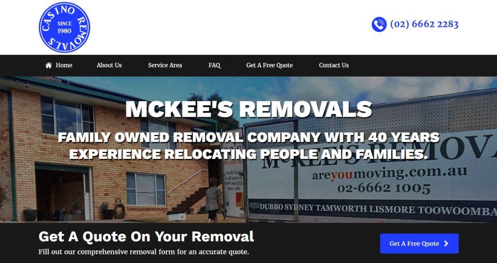 McKee' Removalsts website design screenshot
